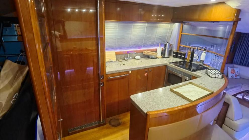 small kitchen on a motor yacht